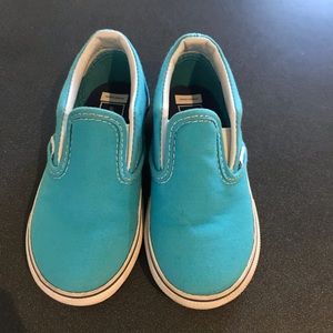 Toddler slip on Vans. Size 7.5, aqua color.